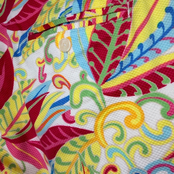 Tommy Hilfiger Y2K Tropical Floral Leaf Print Cropped Pants Multi-Color Size 10 - Picture 11 of 16